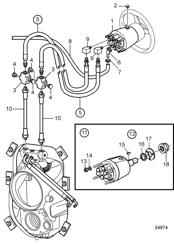 Схема узла Steering System, Later Для Volvo Penta D4-225A-C
