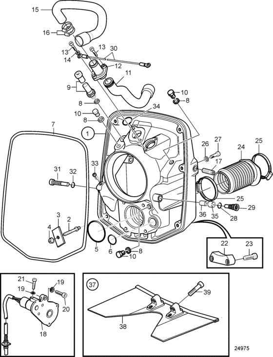 Схема узла Transom Shield: Single Для Volvo Penta Dpr-A