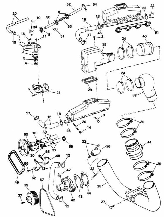 Схема узла Exhaust And Cooling Для Volvo Penta 5.8Fipmda