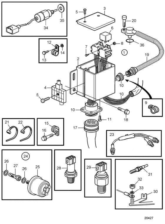 Схема узла Electrical System Для Volvo Penta D2-75A