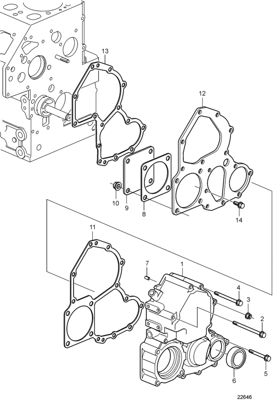 Схема узла Timing Gear Housing Для Volvo Penta D2-40A