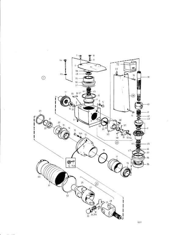 Схема узла Upper Gear Unit Для Volvo Penta Aq231B