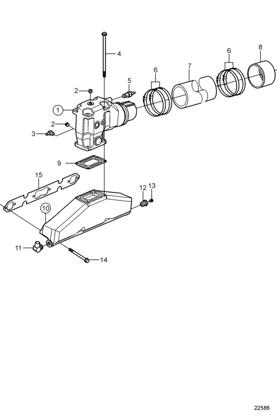 Схема узла Выхлоп Для Volvo Penta 5.7Gii-G
