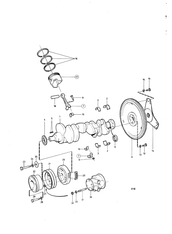 Схема узла Crankshaft And Related Parts: A Для Volvo Penta Aq225C