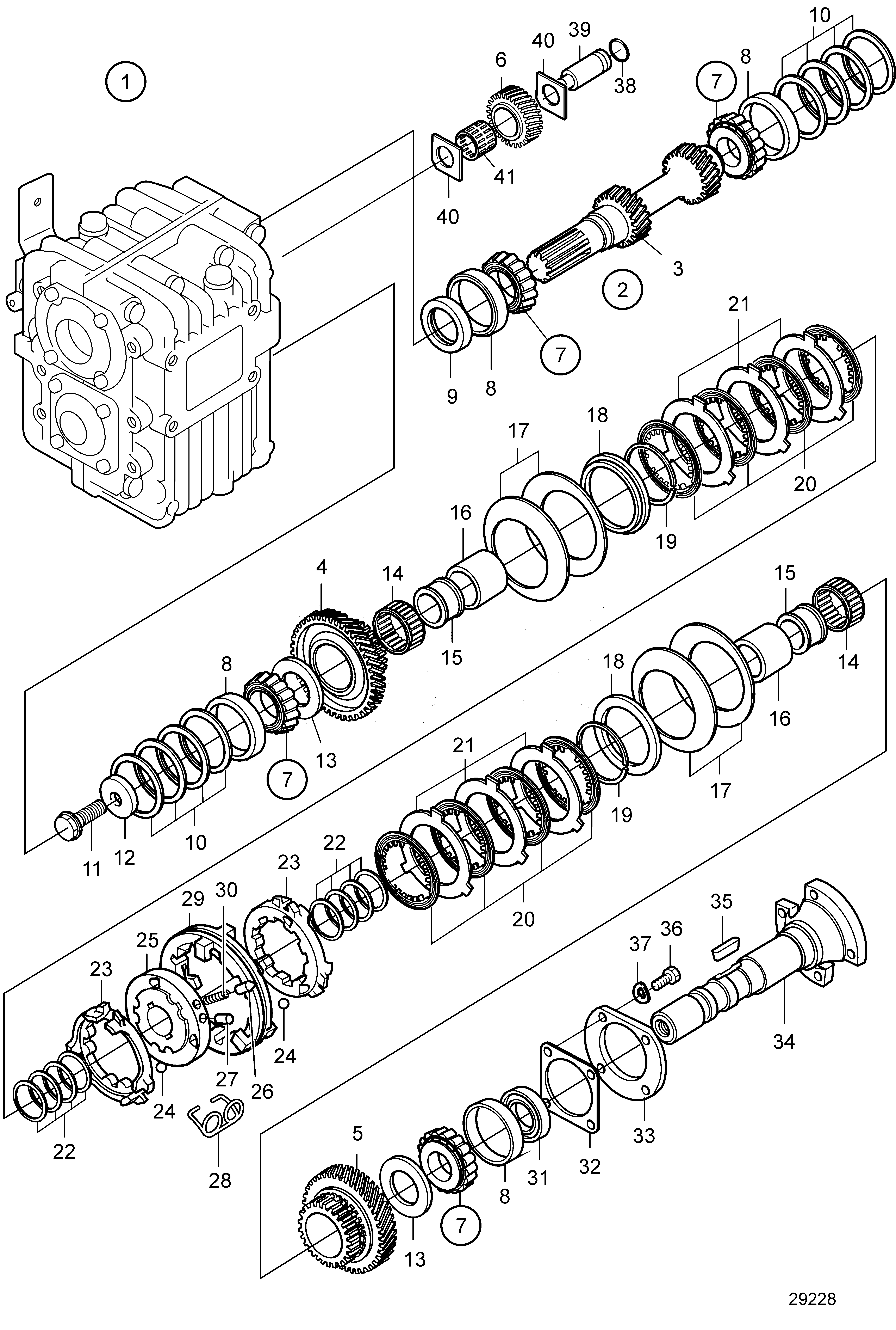 Схема узла Reverse Gear Ms10L, Components: Ratio 2.72:1