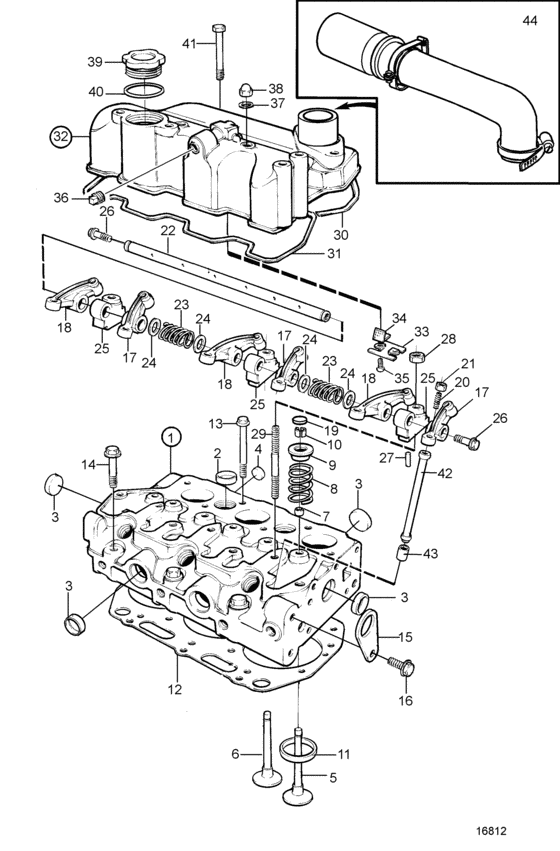 Схема узла Головка Цилиндра Для Volvo Penta Md2020D