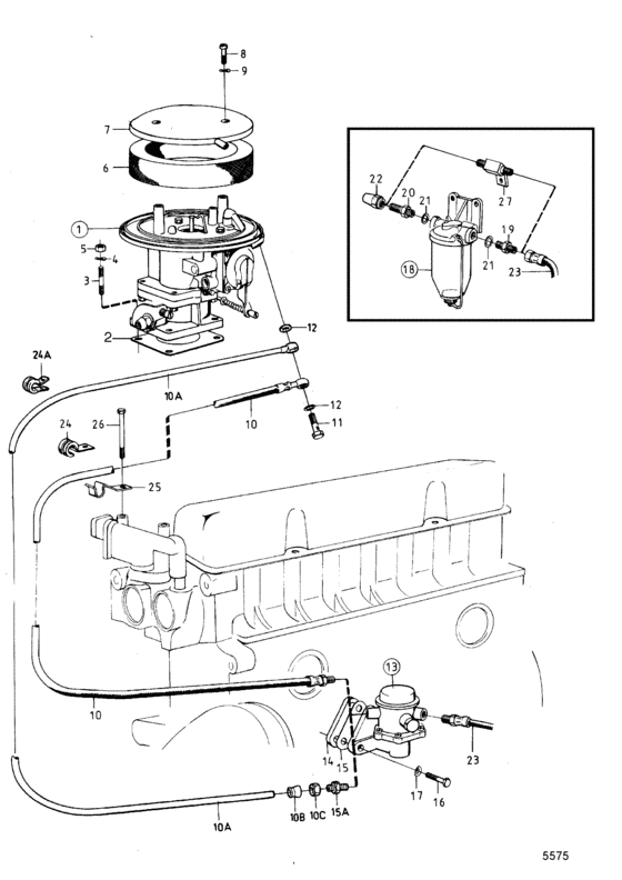 Схема узла Топливная Система Для Volvo Penta Aq115A