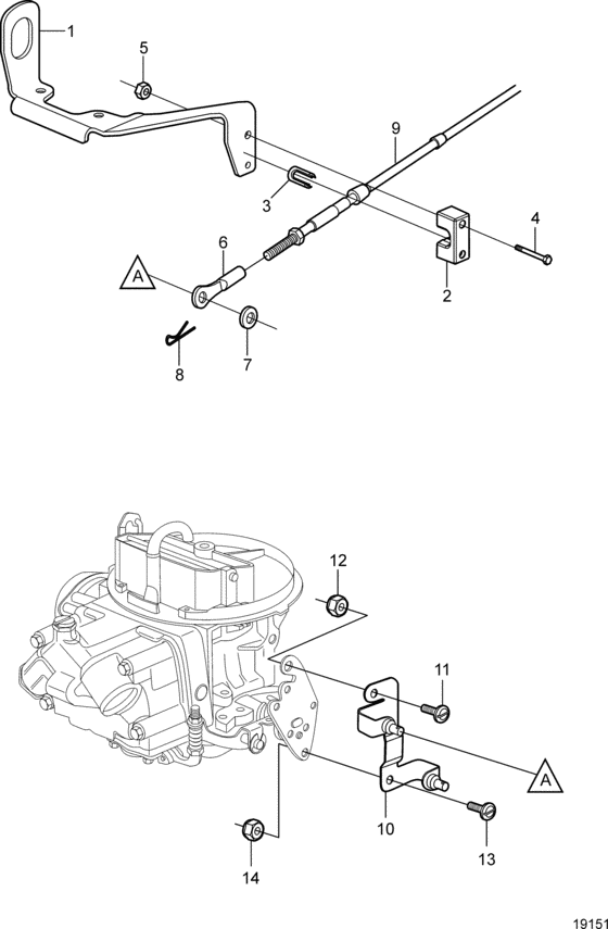 Схема узла Throttle Cable Connection Для Volvo Penta 3.0Gsp-B