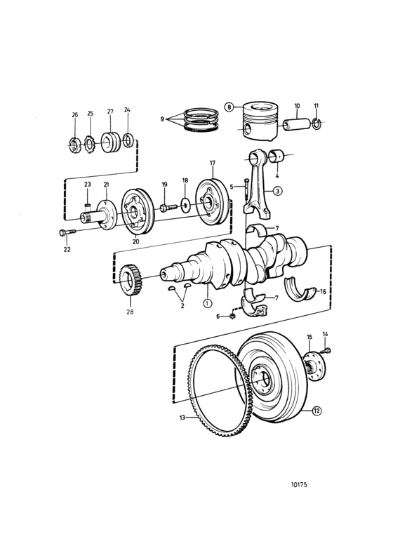 Схема узла Crankshaft And Related Parts: B Для Volvo Penta 2003B-Solas
