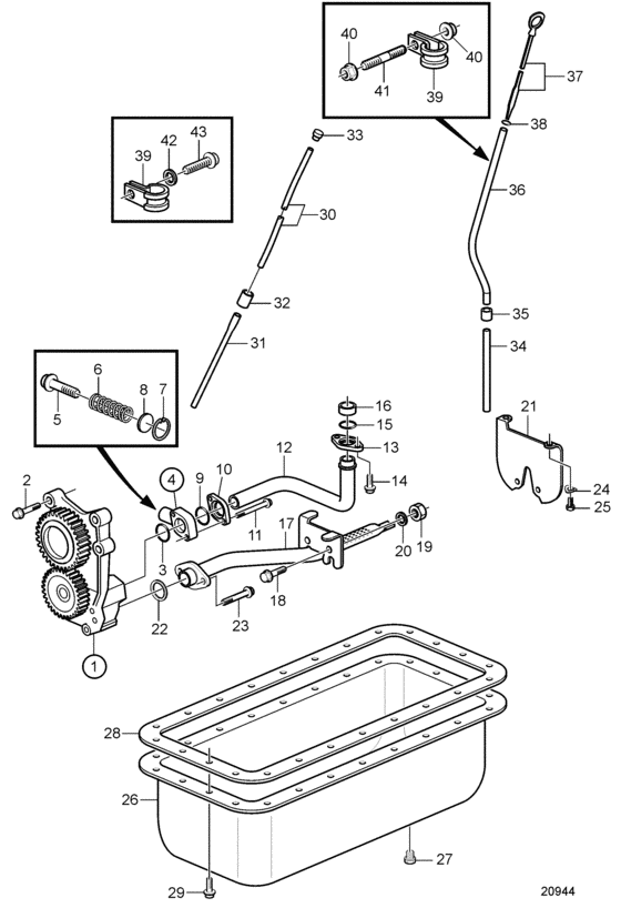 Схема узла Lubricating System Для Volvo Penta Kad32P-A