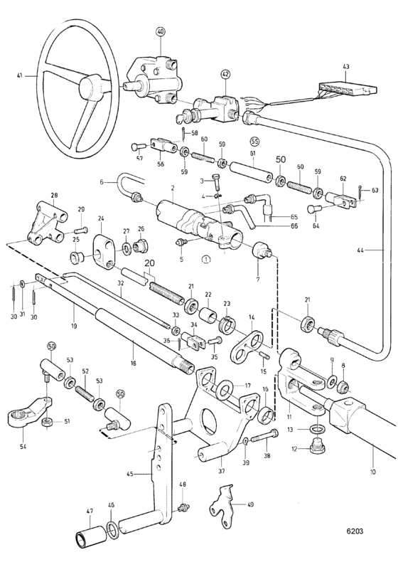 Схема узла Steering Mechanism Power Steering Для Volvo Penta Aq225D