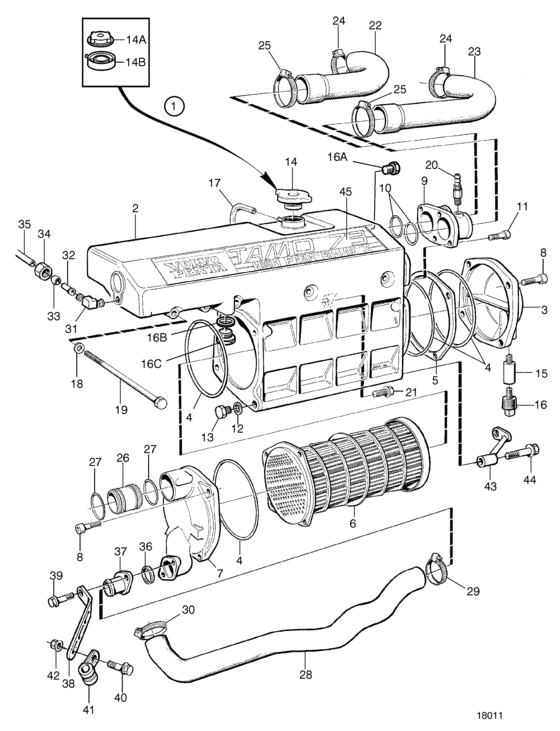 Схема узла Heat Exchanger: B Для Volvo Penta Tamd73P-A