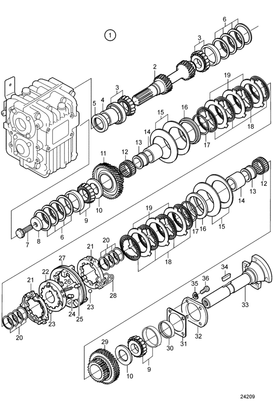 Схема узла Reverse Gear Ms25A- Components: Ratio 2.74:1 Для Volvo Penta Ms25A-A