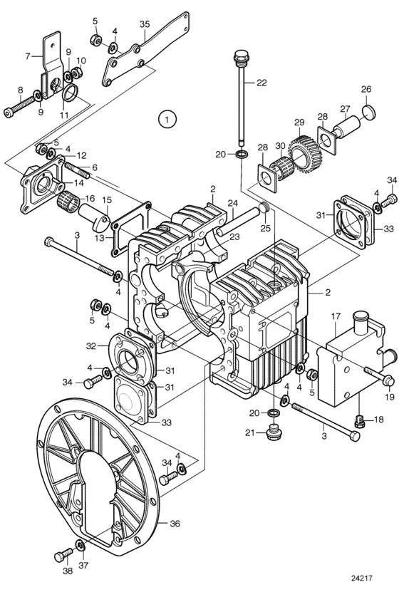 Схема узла Reverse Gear Ms25L: Ratio 2.27:1 Для Volvo Penta Ms25L-A