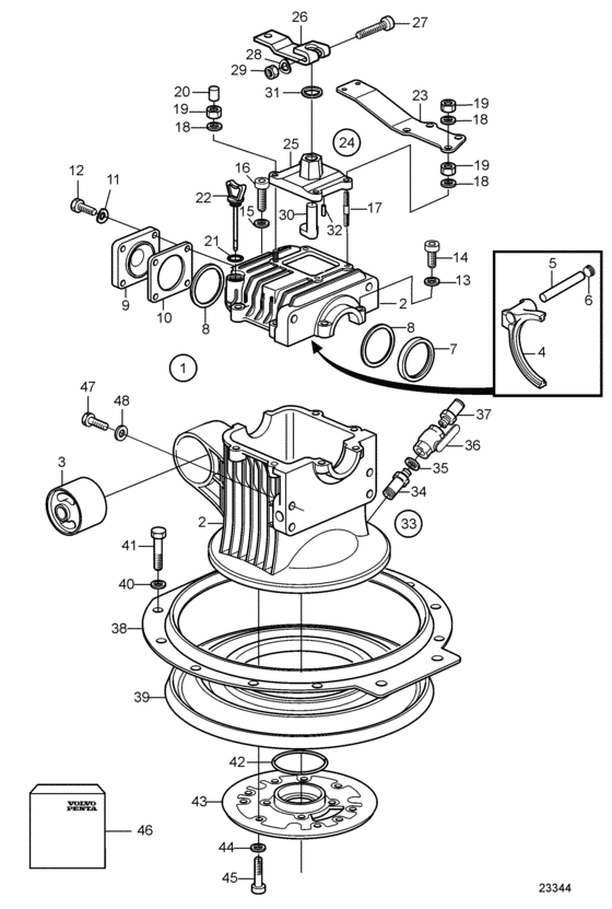 Схема узла Upper Gear Unit Sail Boat Drive Unit Ms25S, Ms25Sr Для Volvo Penta Ms25S-A