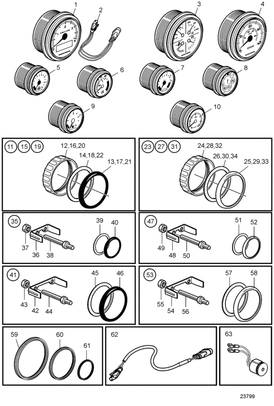 Схема узла Electrical Materials, Instrument Evc-C Для Volvo Penta D9A2B 425