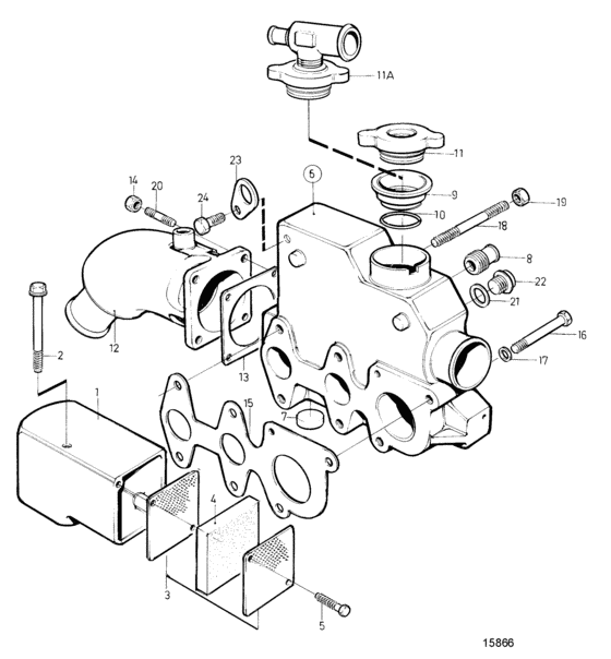 Схема узла Induction And Exhaust Manifold Для Volvo Penta Md2010A