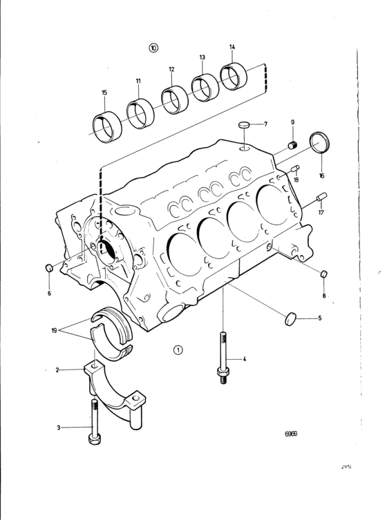 Схема узла Cylinder Block: Aq190A-76 Для Volvo Penta Aq190A