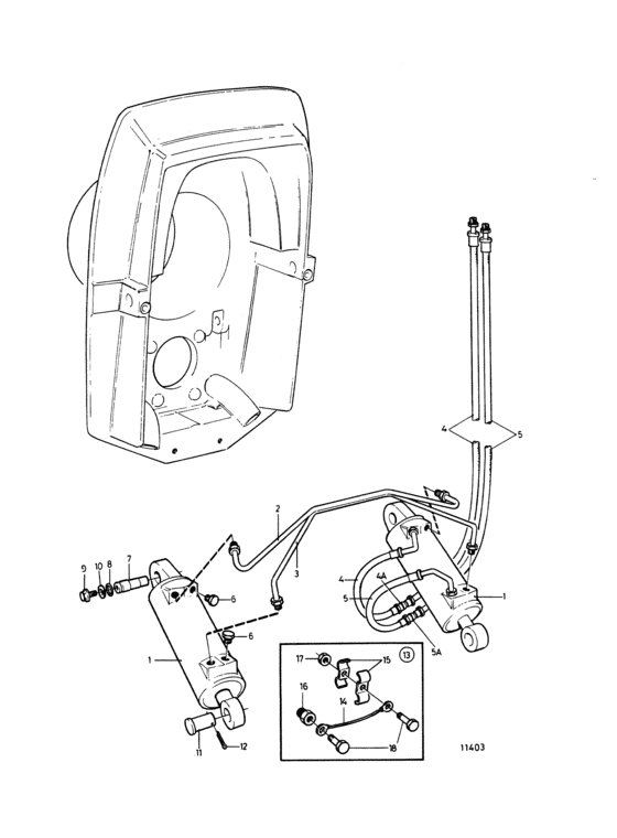 Схема узла Hydraulic Cylinders And Ground Cable Kit Для Volvo Penta 501B