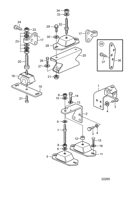 Схема узла Engine Mounting: 120S-E Для Volvo Penta Md2040D