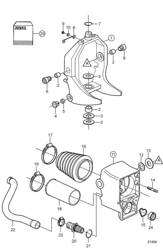 Схема узла Gimbal Ring And Pivot Housing Для Volvo Penta Sx-Mhp