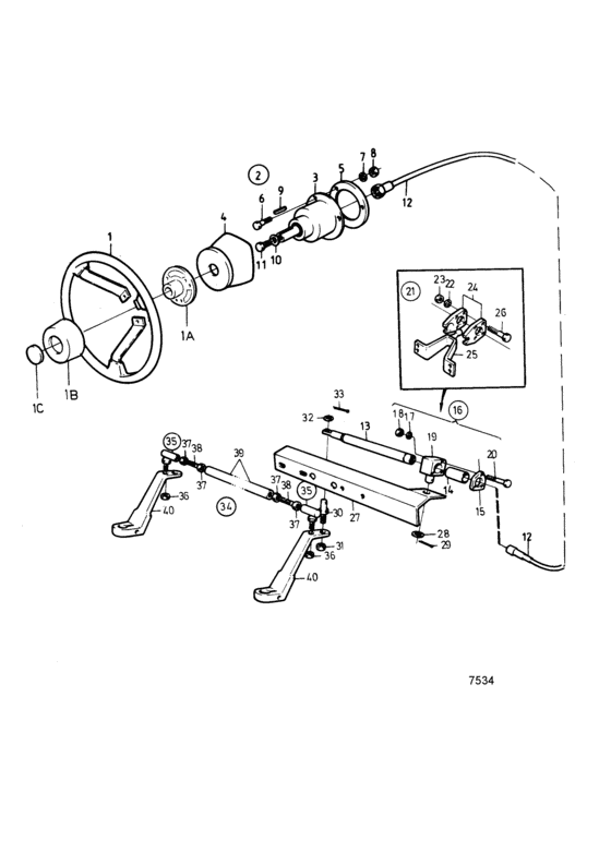 Схема узла Steering Mechanism Roto Pilot Для Volvo Penta Aq131D