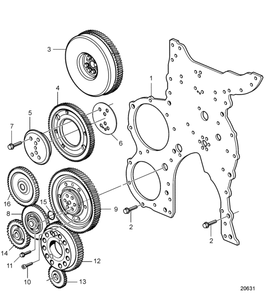 Схема узла Timing Gear Для Volvo Penta D9A2A D9A-Mh