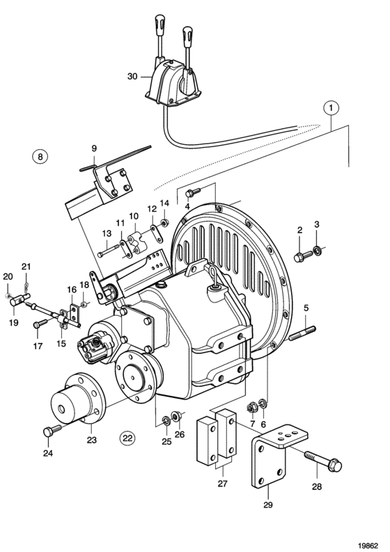 Схема узла Reverse Gear Zf 280 Для Volvo Penta D7A-A Ta