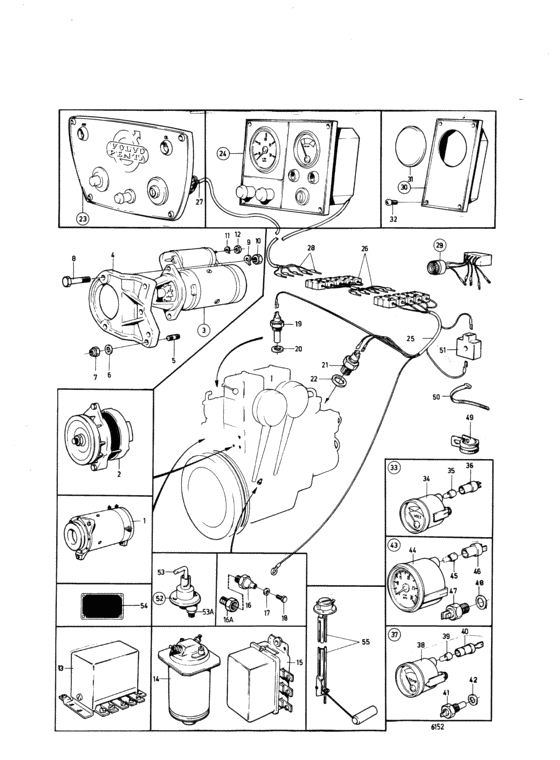 Схема узла Electrical System And Instruments: B Для Volvo Penta Aqd2B