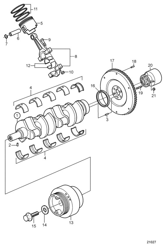 Схема узла Crankshaft And Related Parts Для Volvo Penta 8.1Gice-M