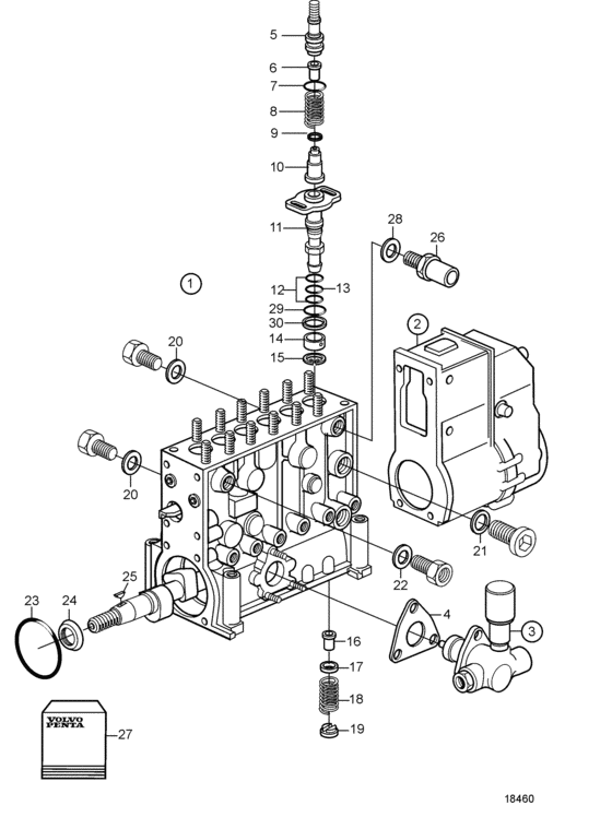 Схема узла Fuel Injection Pump, Components Для Volvo Penta Tamd74A