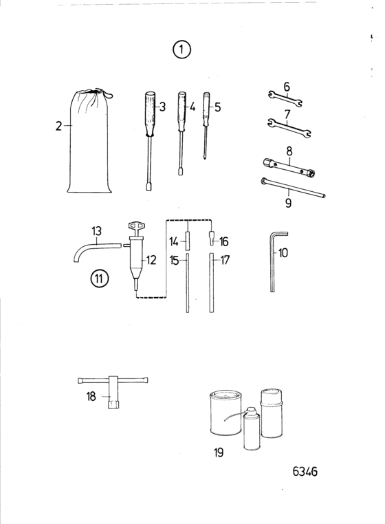 Схема узла Set Of Tools Для Volvo Penta Aq225B