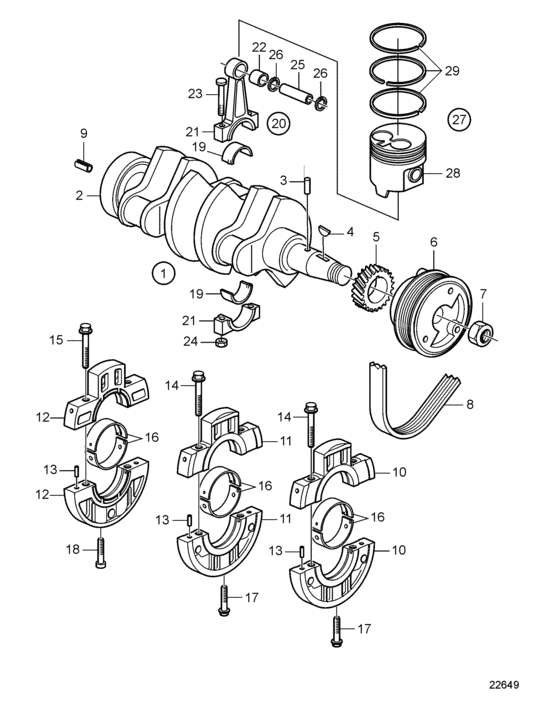 Схема узла Crank Mechanism Для Volvo Penta D1-30B