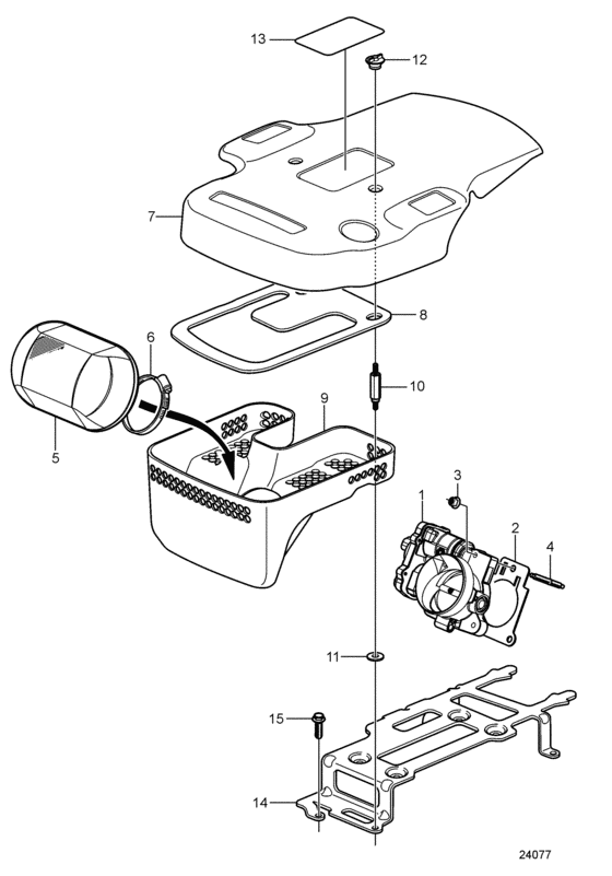 Схема узла Throttle Body And Engine Cover Для Volvo Penta 8.1Gxie-Jf