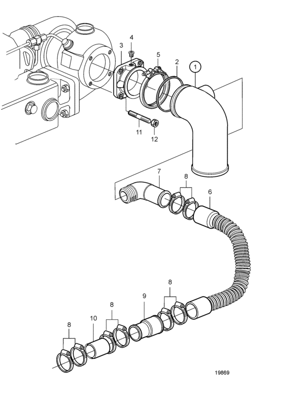 Схема узла Wet Exhaust Line 5\'\' (127 Mm) Для Volvo Penta D7C-A Ta