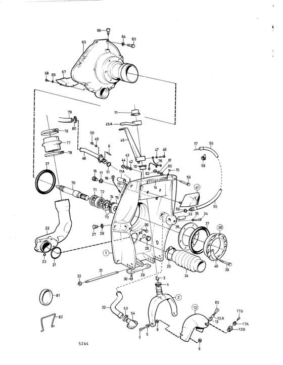 Схема узла Connecting Components Aq Drive Unit 280 Для Volvo Penta Aq145A