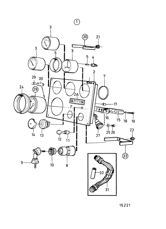 Схема узла Instrument Panel 12V Для Volvo Penta Tamd42B