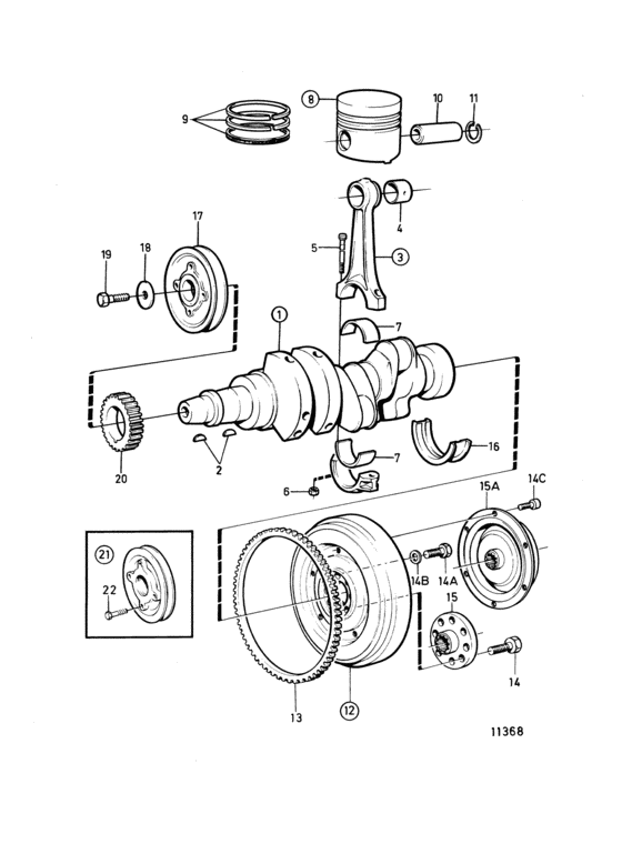 Схема узла Crankshaft And Related Parts Для Volvo Penta 2003D