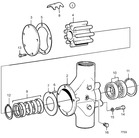 Схема узла Flushing Pump 11/4\'\' Bilge Pump 2\'\': 846105 Для Volvo Penta Aqd70D