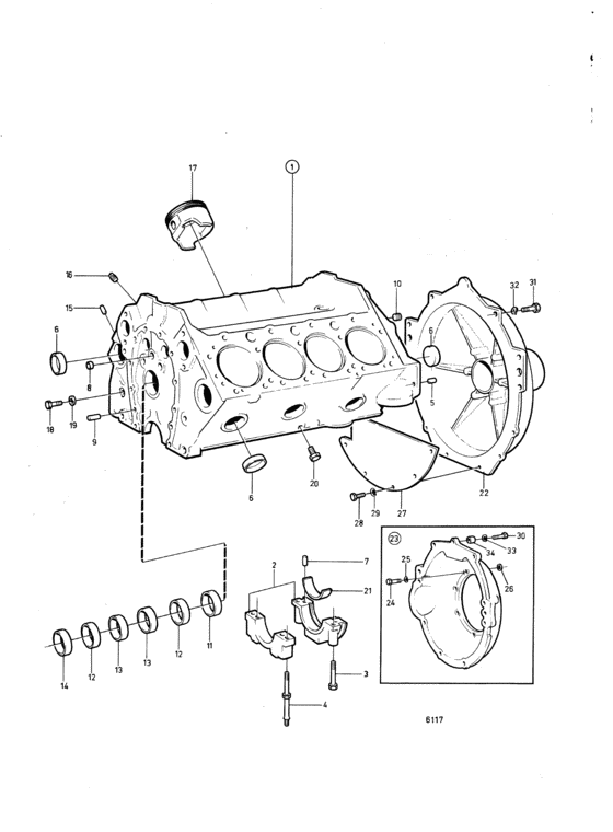 Схема узла Cylinder Block And Flywheel Casing: A Для Volvo Penta Aq225C
