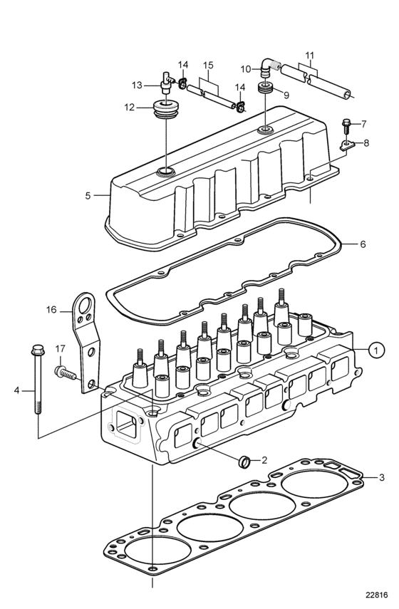 Схема узла Головка Цилиндра Для Volvo Penta 3.0Gsmwtr