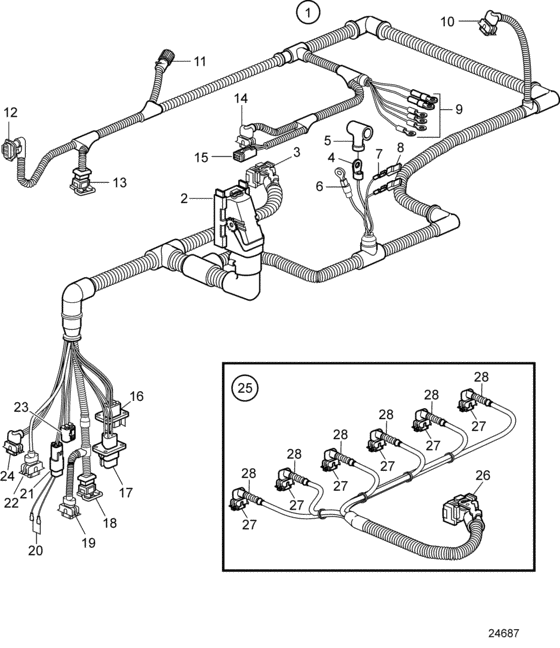 Схема узла Electrical System, Sn2006022155-2006032999 Для Volvo Penta D6-280I-B
