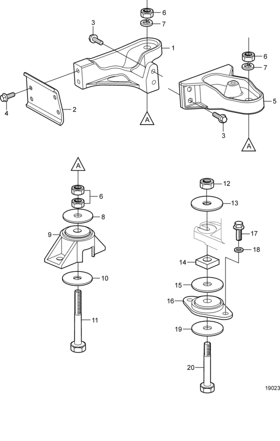 Схема узла Engine Mounts Для Volvo Penta 3.0Gsp-B