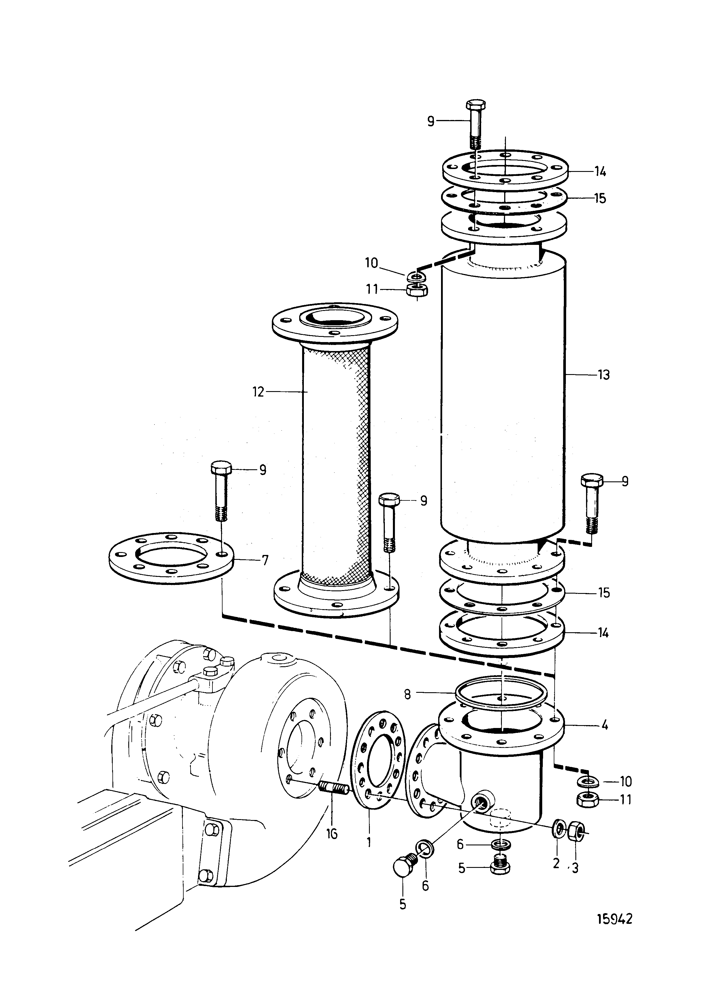 Схема узла Сухая Выхлопная Труба 6\'\' (150Mm)