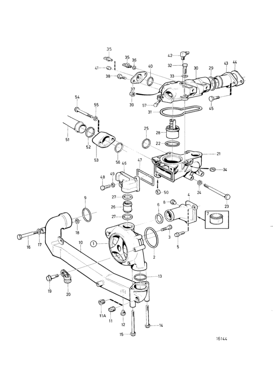 Схема узла Water Pump And Thermostat Housing Для Volvo Penta Tamd71B