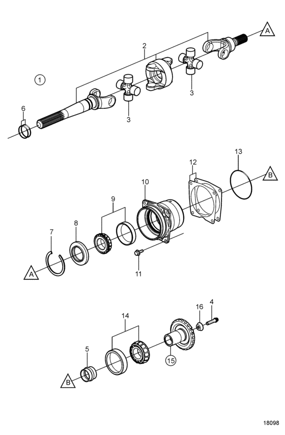 Схема узла U-Joint And Bearing Carrier Для Volvo Penta Xdp-B