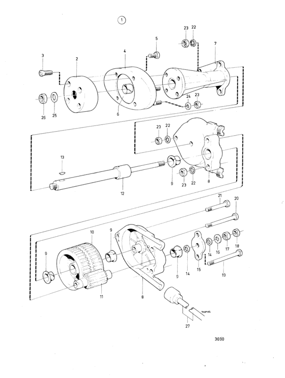Схема узла Steering Set Для Volvo Penta Aq271B