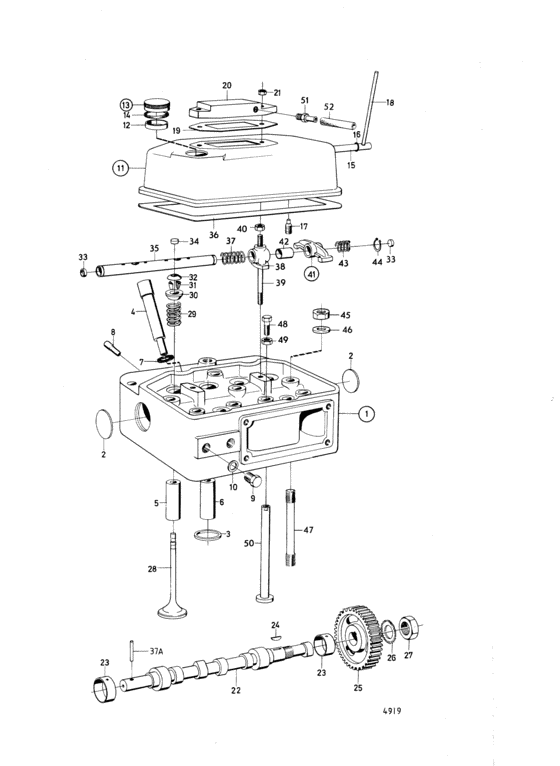 Схема узла Cylinder Head, Camshaft And Valve Mechanism: C Для Volvo Penta Md7B
