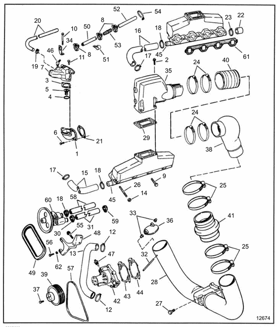 Схема узла Exhaust And Cooling Для Volvo Penta 5.0Fipncace
