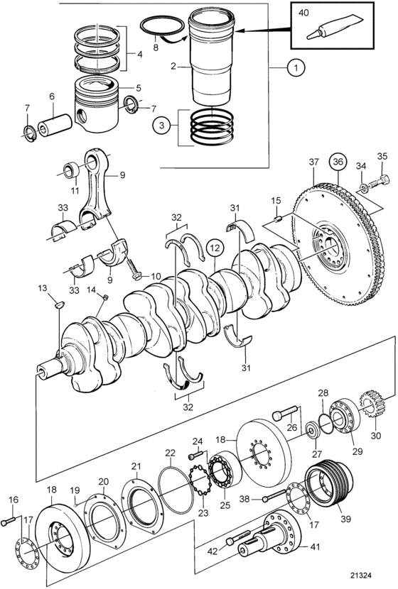Схема узла Crank Mechanism Sn-1012638799 Для Volvo Penta D12D-C Mh